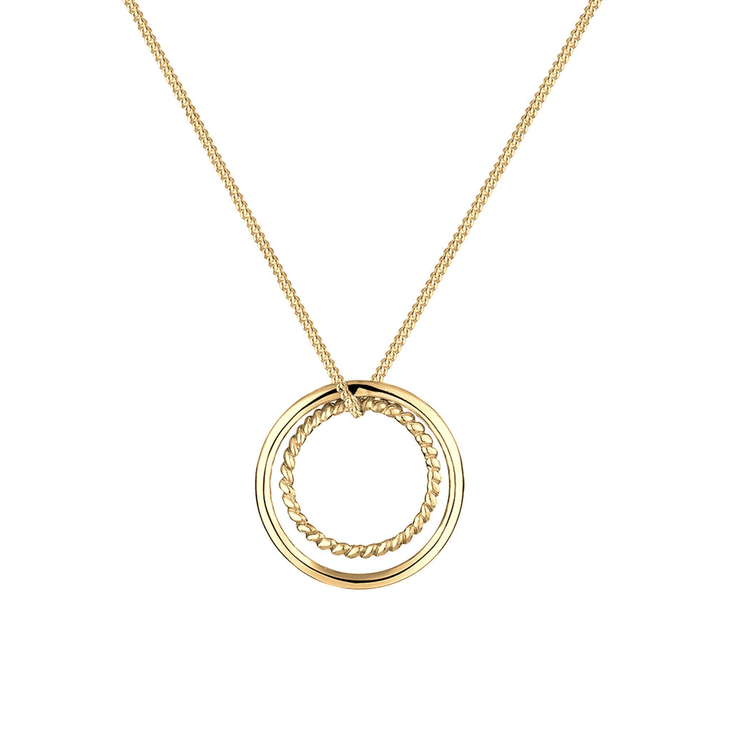 Gold Kalung Perhiasan Perak 925 Wanita Circle Ring Geo Basic Gold Plated