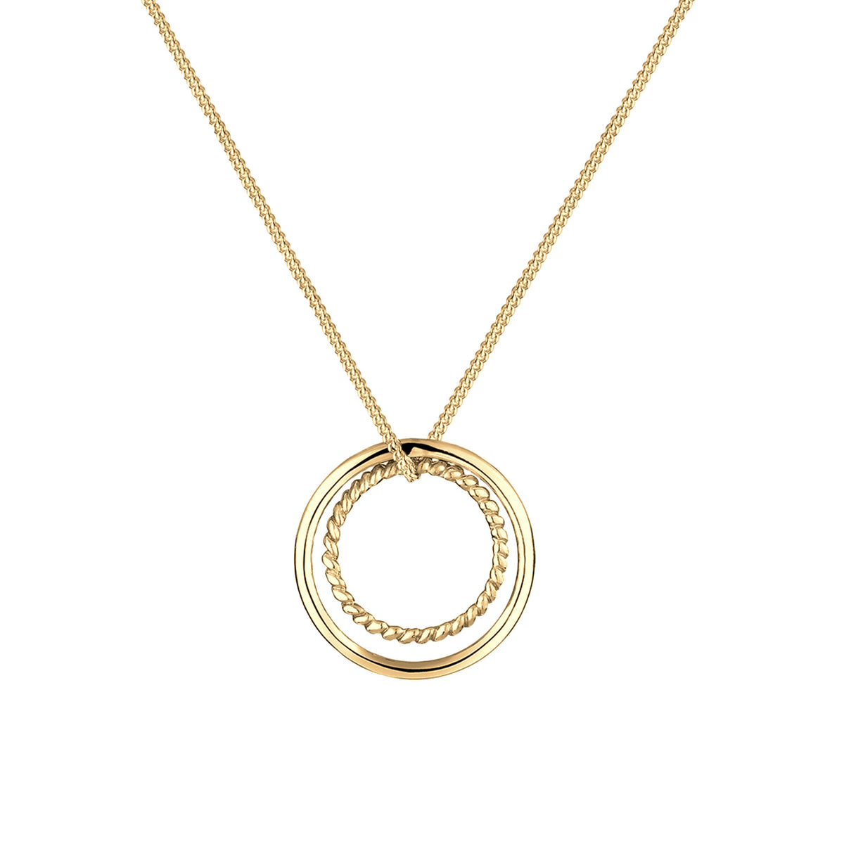 Gold Kalung Perhiasan Perak 925 Wanita Circle Ring Geo Basic Gold Plated