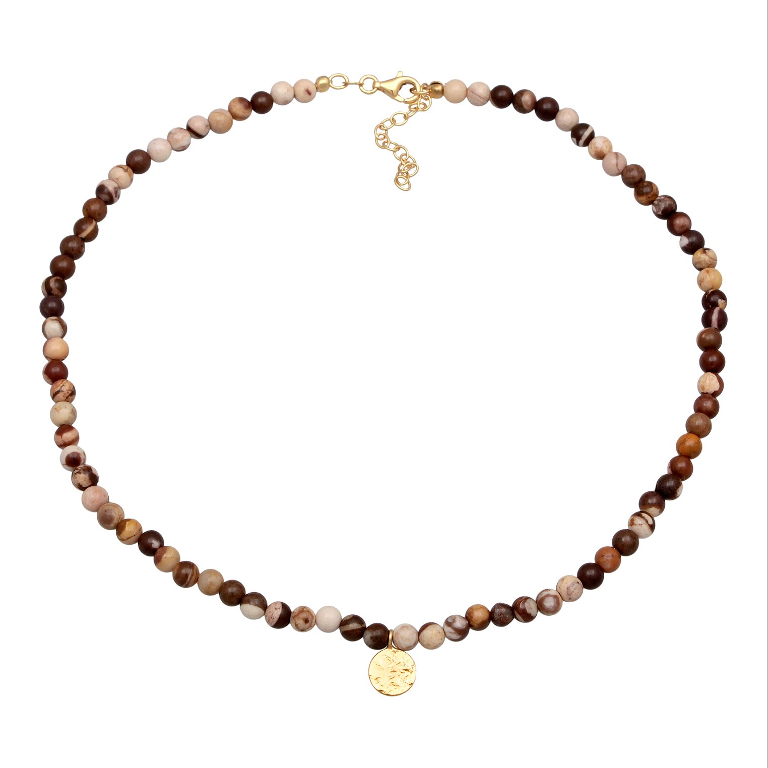 Brown Kalung Perhiasan Perak 925 Wanita Pearl Boho Jasper Gemstones Gold Plated