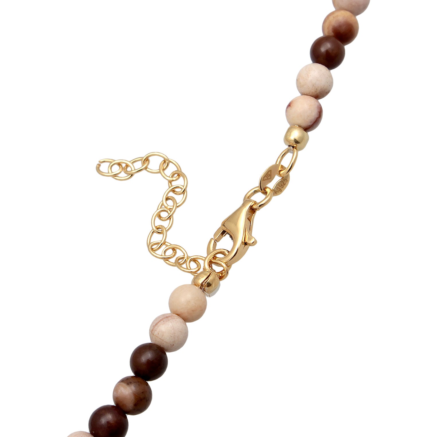 Brown Kalung Perhiasan Perak 925 Wanita Pearl Boho Jasper Gemstones Gold Plated
