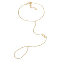 Gold Perhiasan Wanita Perak Asli - Silver Gelang Hand Chain Infinity Symbol Gold Plated