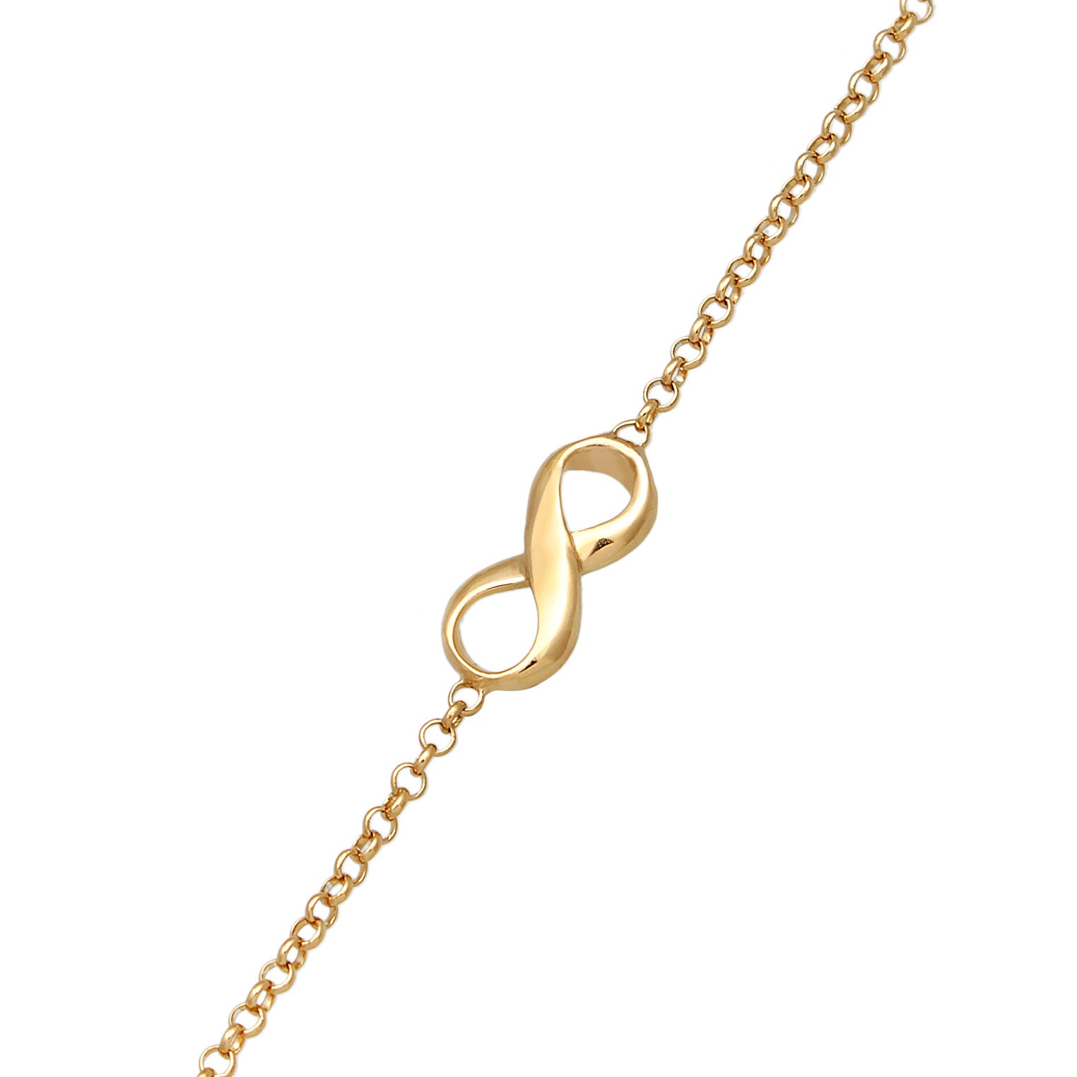 Gold Perhiasan Wanita Perak Asli - Silver Gelang Hand Chain Infinity Symbol Gold Plated