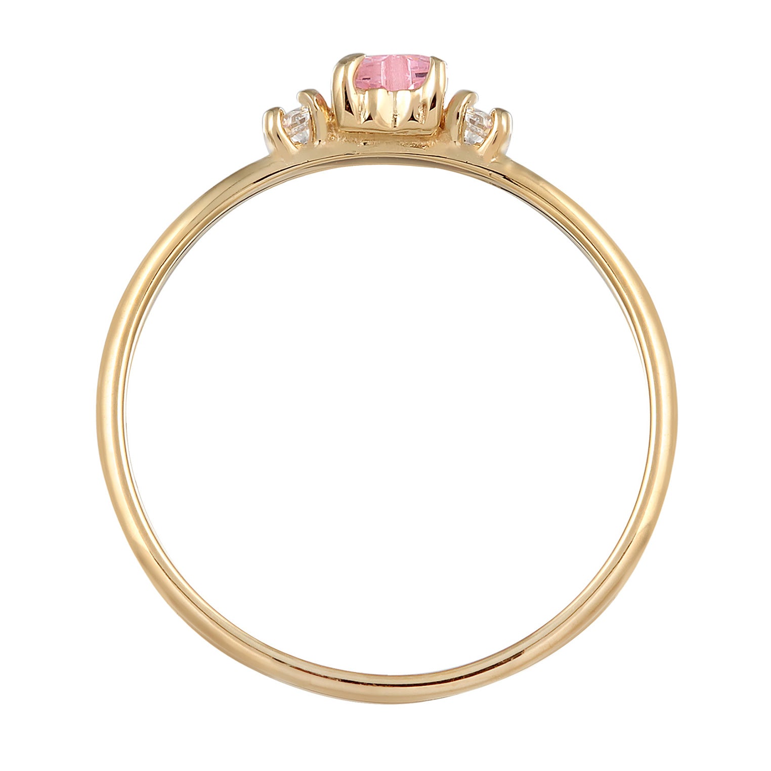 Pink Perhiasan Wanita Perak Asli - Silver Cincin Engagement Heart Zirconia Crystal Pink Gold Plated