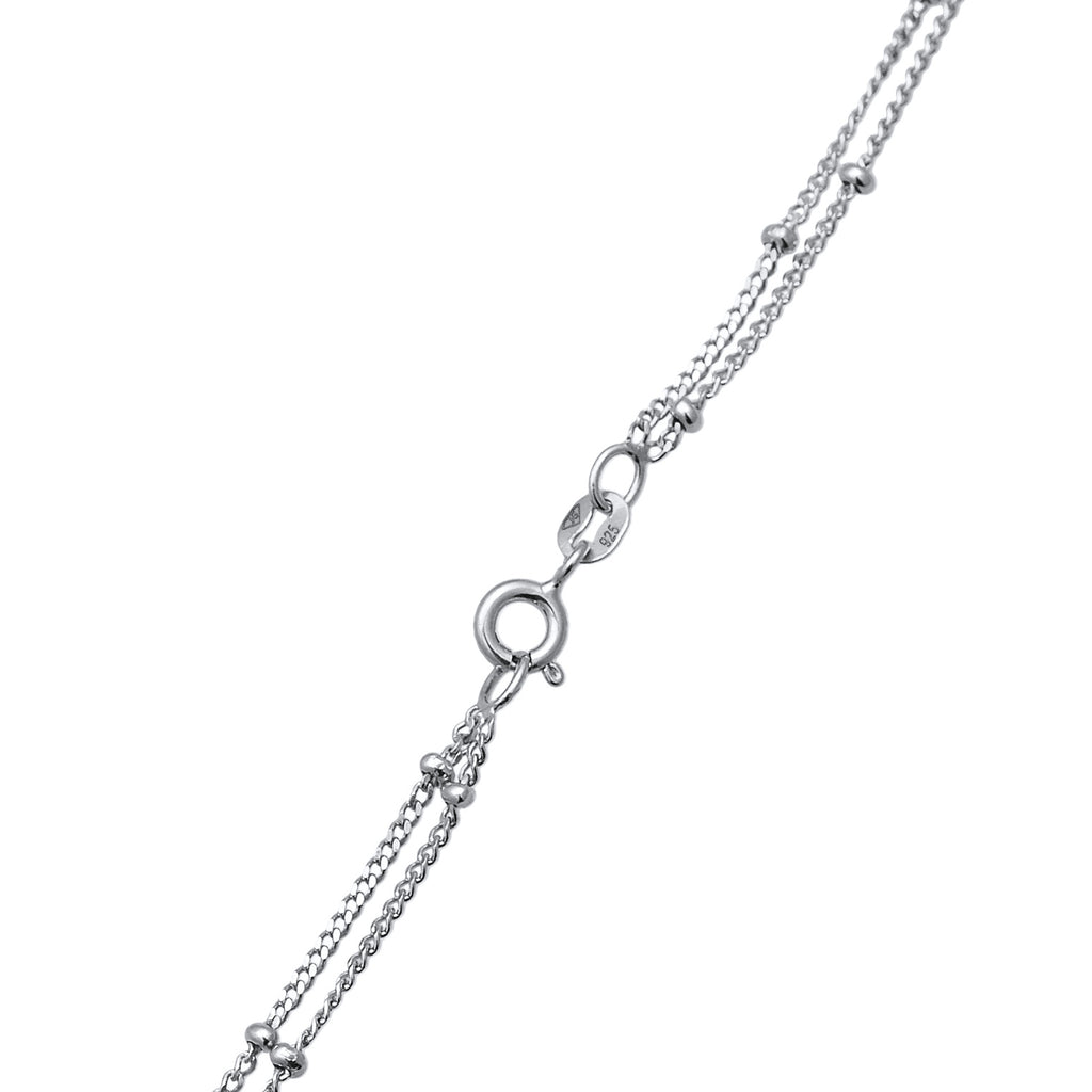 Silver Kalung Perhiasan Perak 925 Wanita Y-Chain Layer Balls