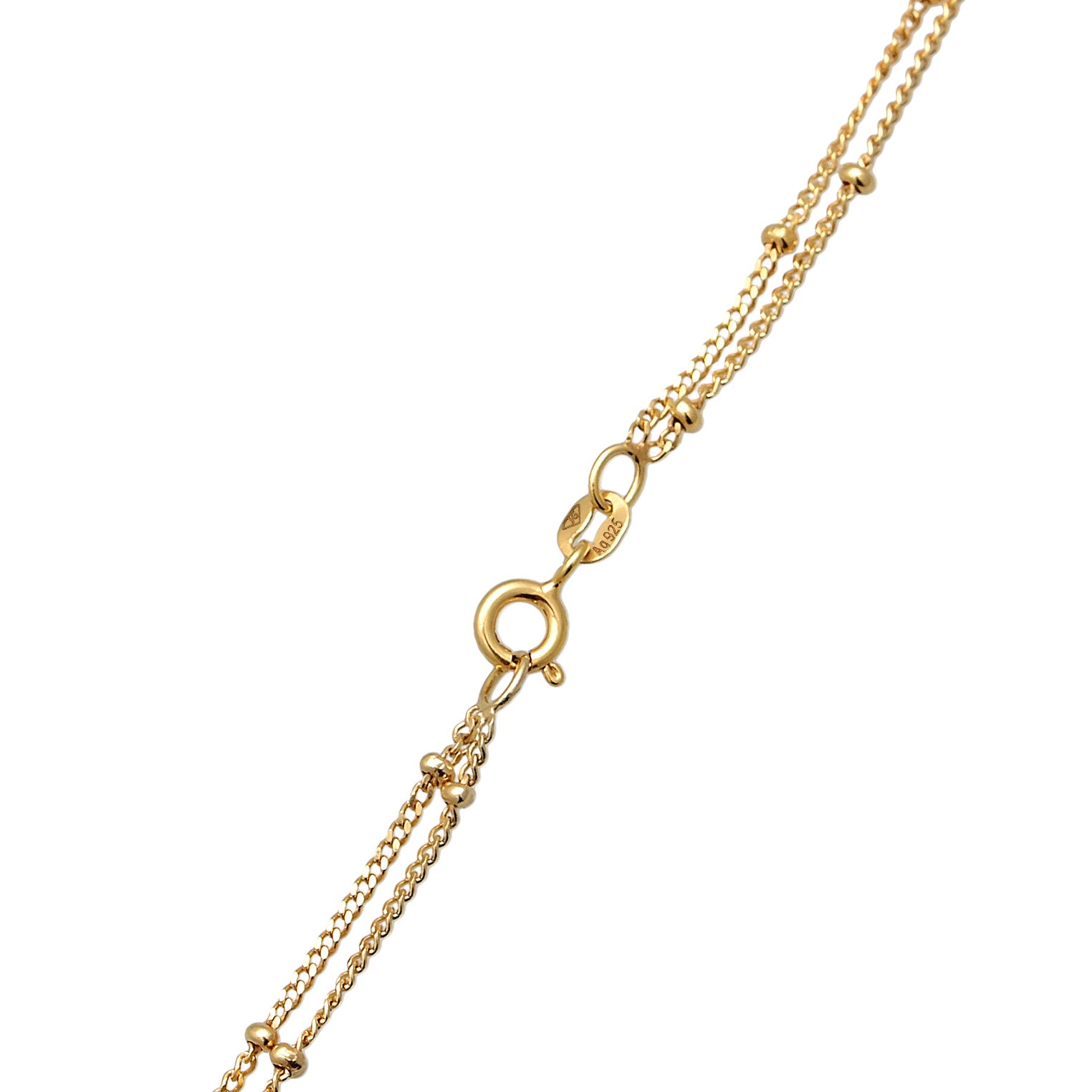 Gold Kalung Perhiasan Perak 925 Wanita Y-Chain Layer Balls Gold Plated