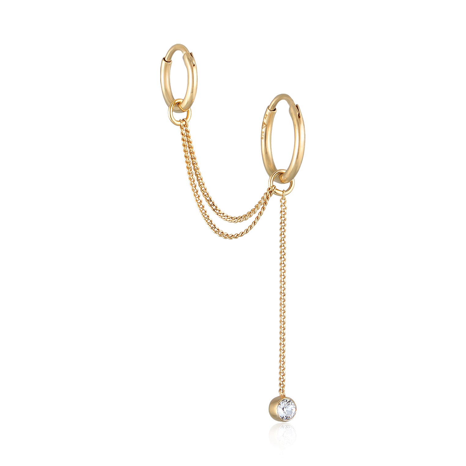Gold Perhiasan Wanita Perak Asli - Silver Anting Creoles Ear Chain Modern with Crystals
