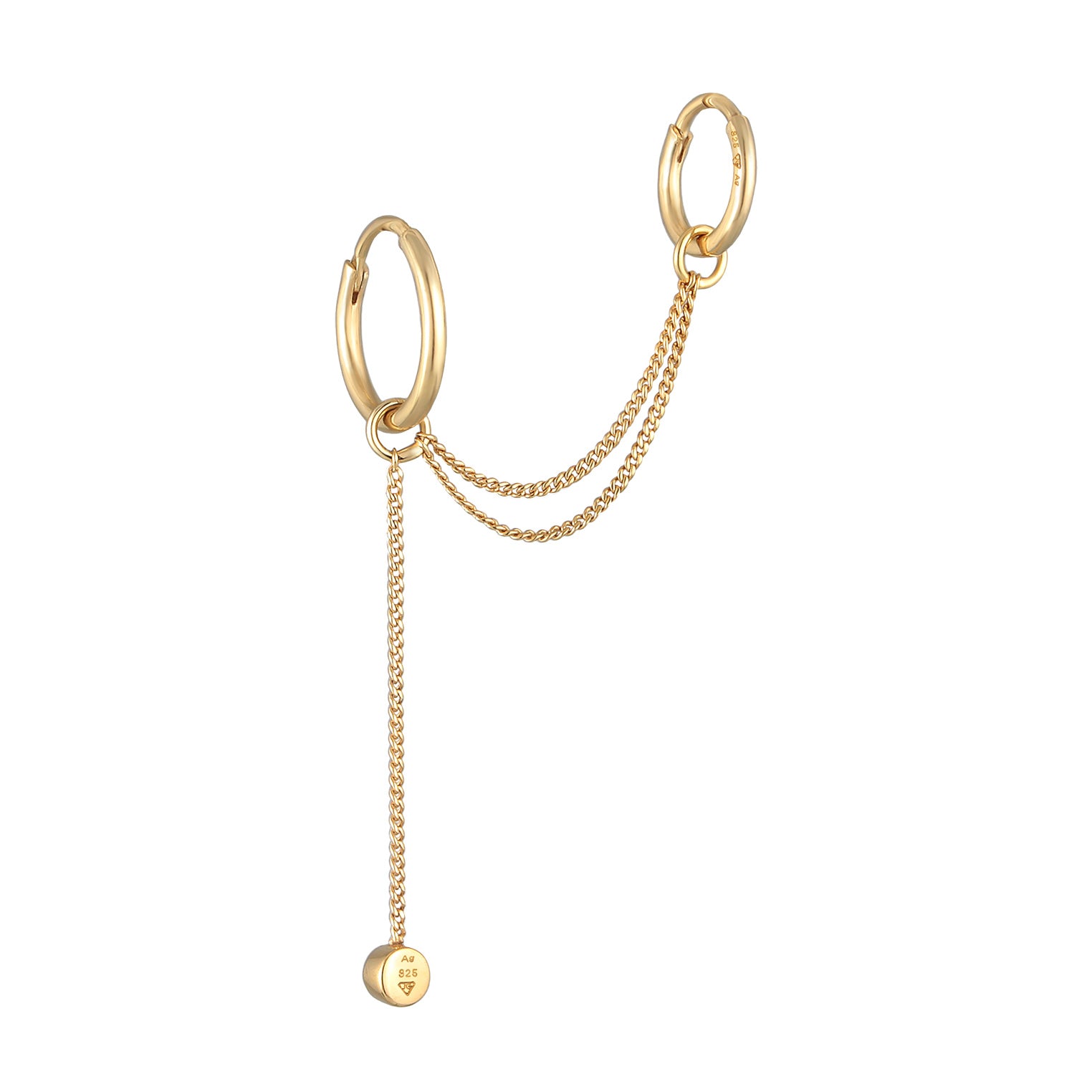 Gold Perhiasan Wanita Perak Asli - Silver Anting Creoles Ear Chain Modern with Crystals