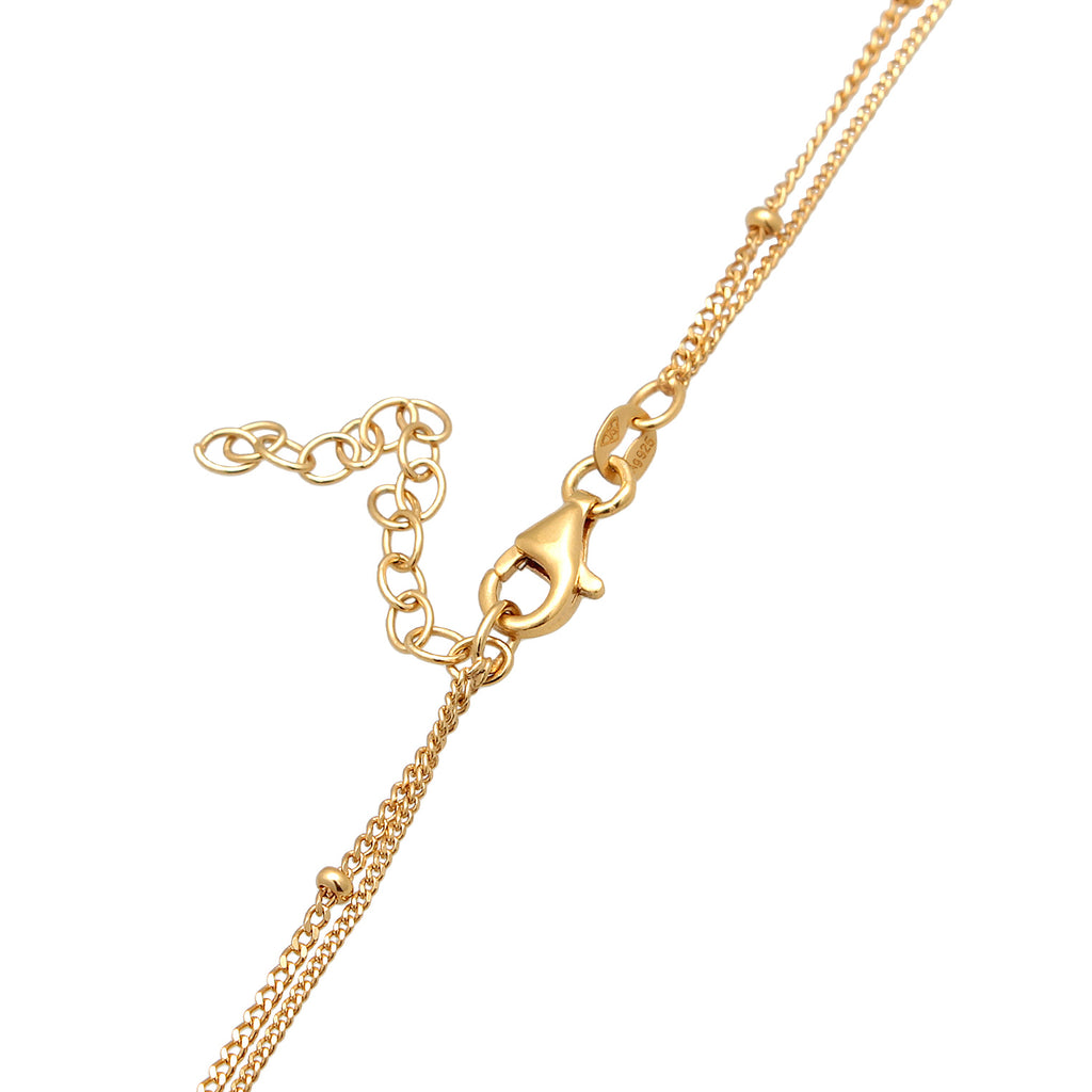 Gold Kalung Perhiasan Perak 925 Wanita Choker Cross Pendant Layer Gold Plated