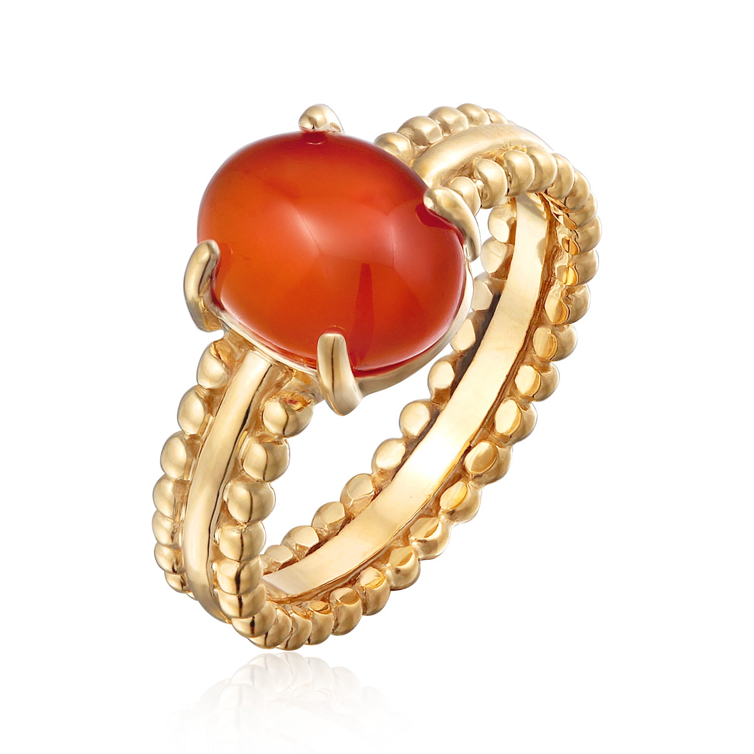 Cincin perak 925 lapis emas dengan carnelian elegan Elli Jewelry