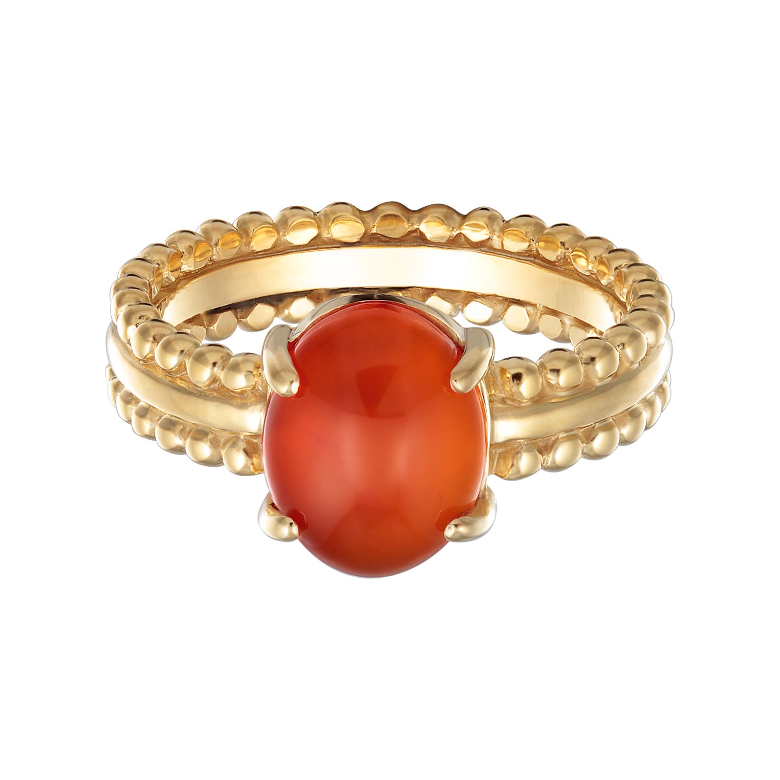Orange Cincin Perhiasan Perak 925 Wanita Statement Twisted Carnelian Gold Plated