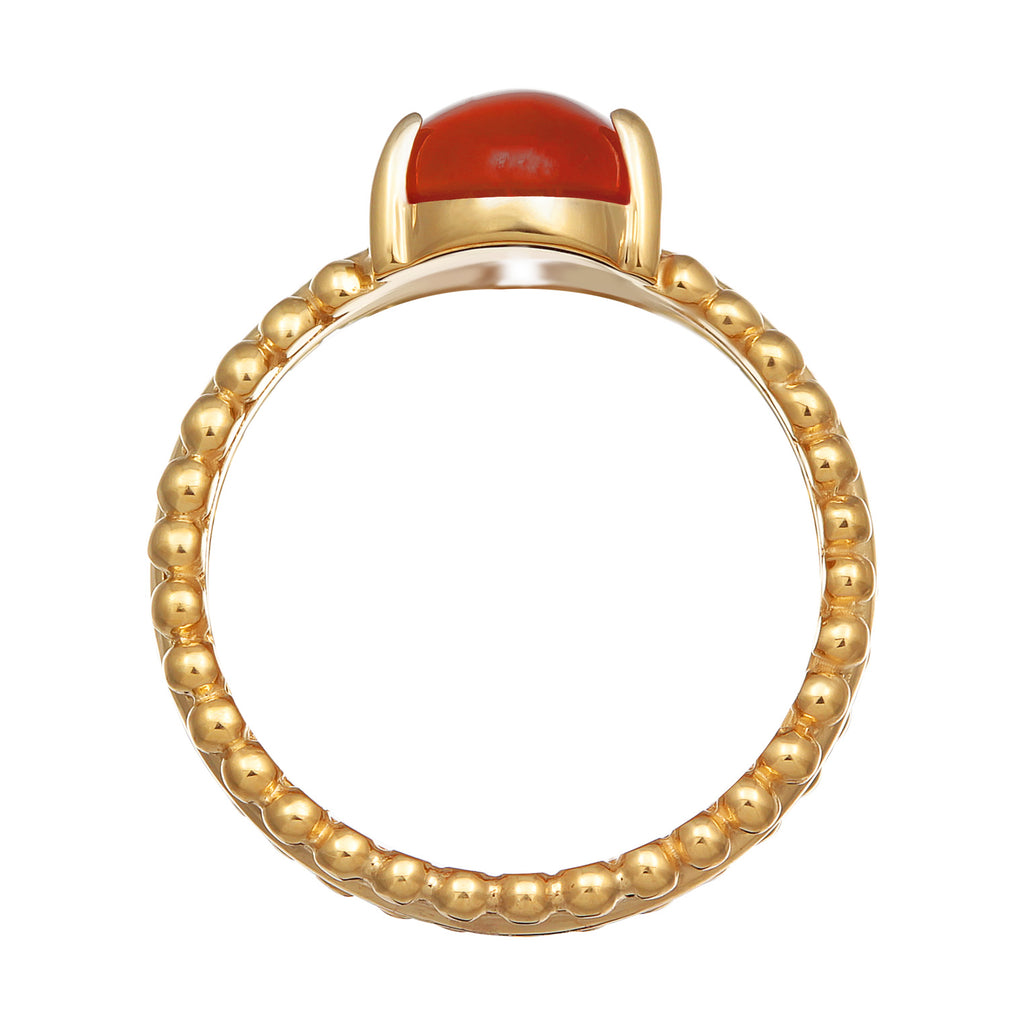 Orange Cincin Perhiasan Perak 925 Wanita Statement Twisted Carnelian Gold Plated