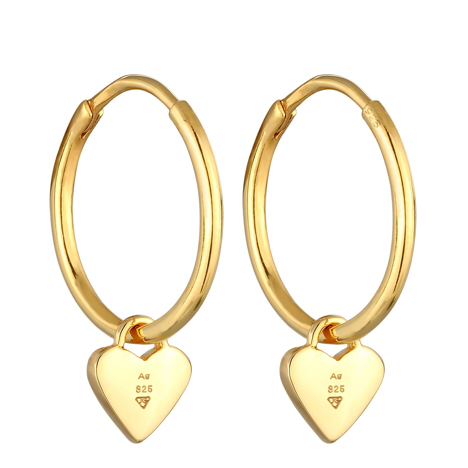 Rose Perhiasan Wanita Perak Asli - Silver Anting Creoles Heart Enamel Pink Gold Plated