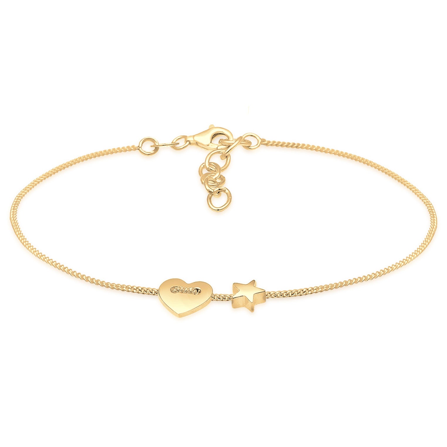 Gold Perhiasan Wanita Perak Asli - Silver Gelang Heart Stars Astro Filigree Gold Plated
