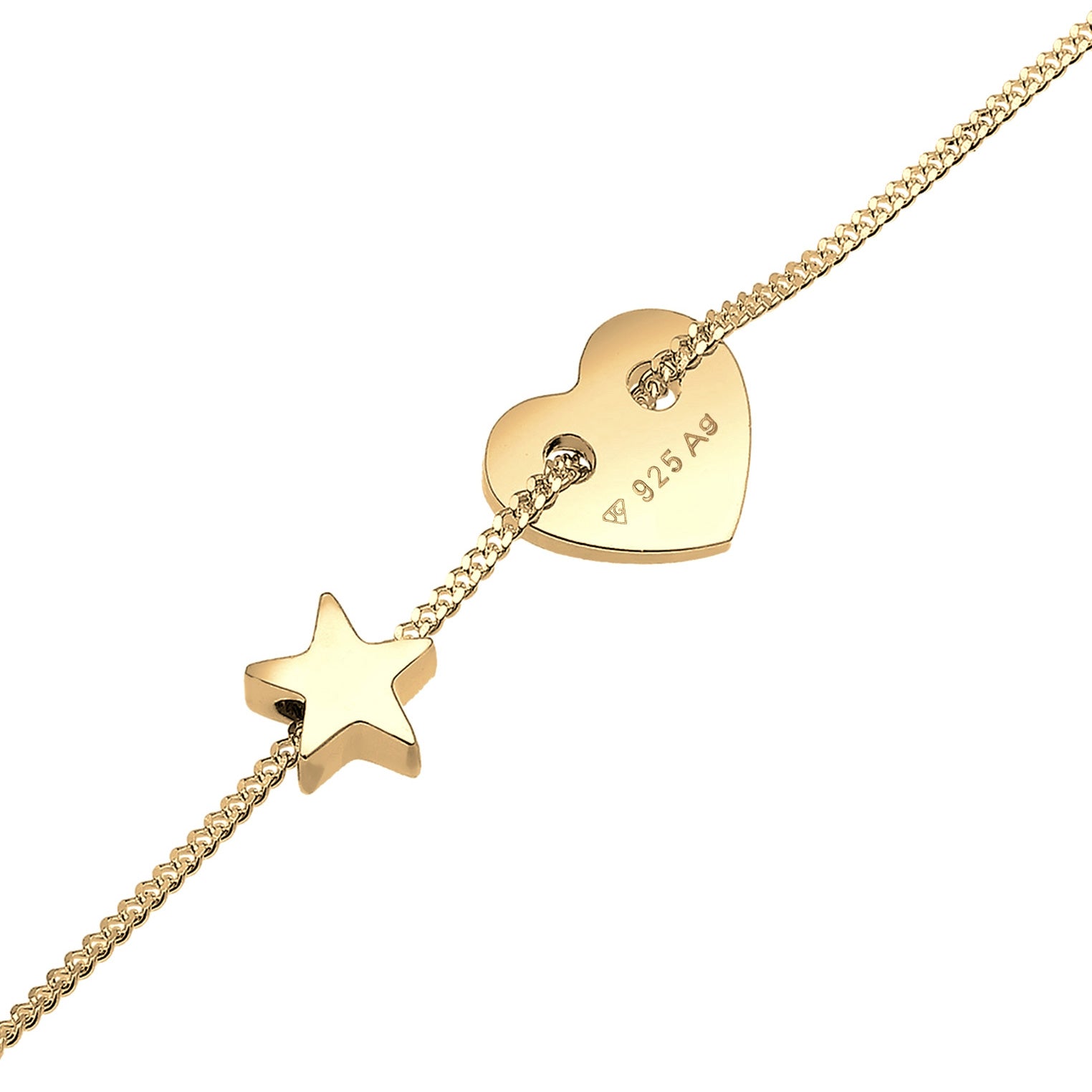 Gold Perhiasan Wanita Perak Asli - Silver Gelang Heart Stars Astro Filigree Gold Plated