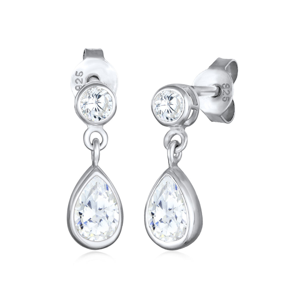 Silver Perhiasan Wanita Perak Asli - Silver Anting Ear Hanger Drop Elegant with Zirconia
