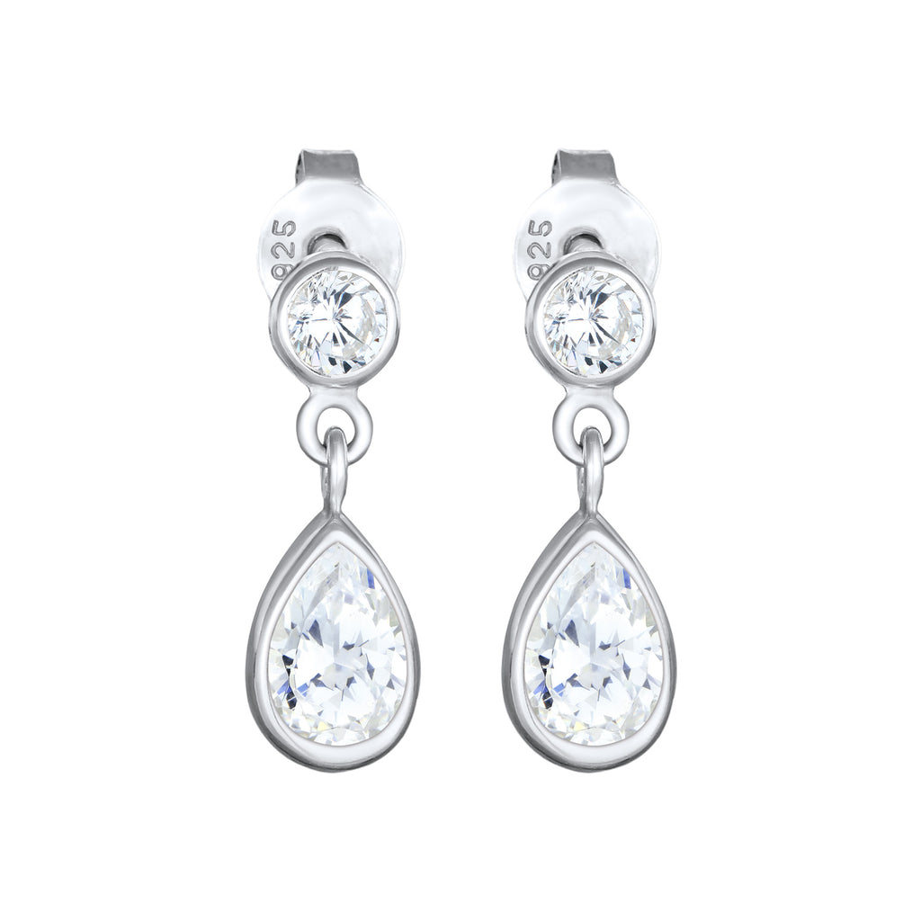 Silver Perhiasan Wanita Perak Asli - Silver Anting Ear Hanger Drop Elegant with Zirconia