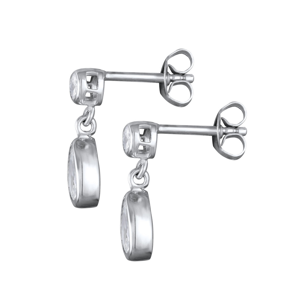 Silver Perhiasan Wanita Perak Asli - Silver Anting Ear Hanger Drop Elegant with Zirconia