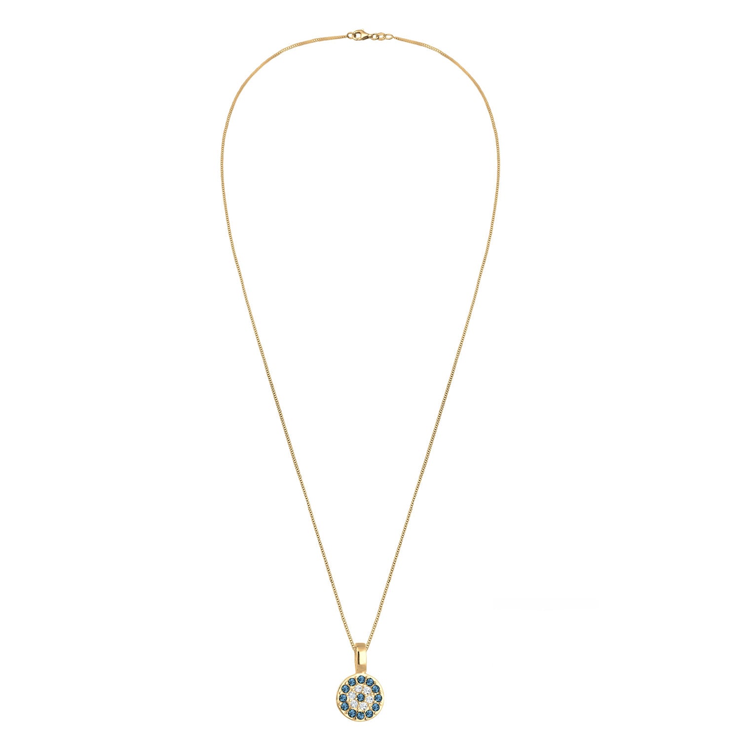 Gold Kalung Perhiasan Perak 925 Wanita Evil Eye Pendant with Crystals Gold Plated