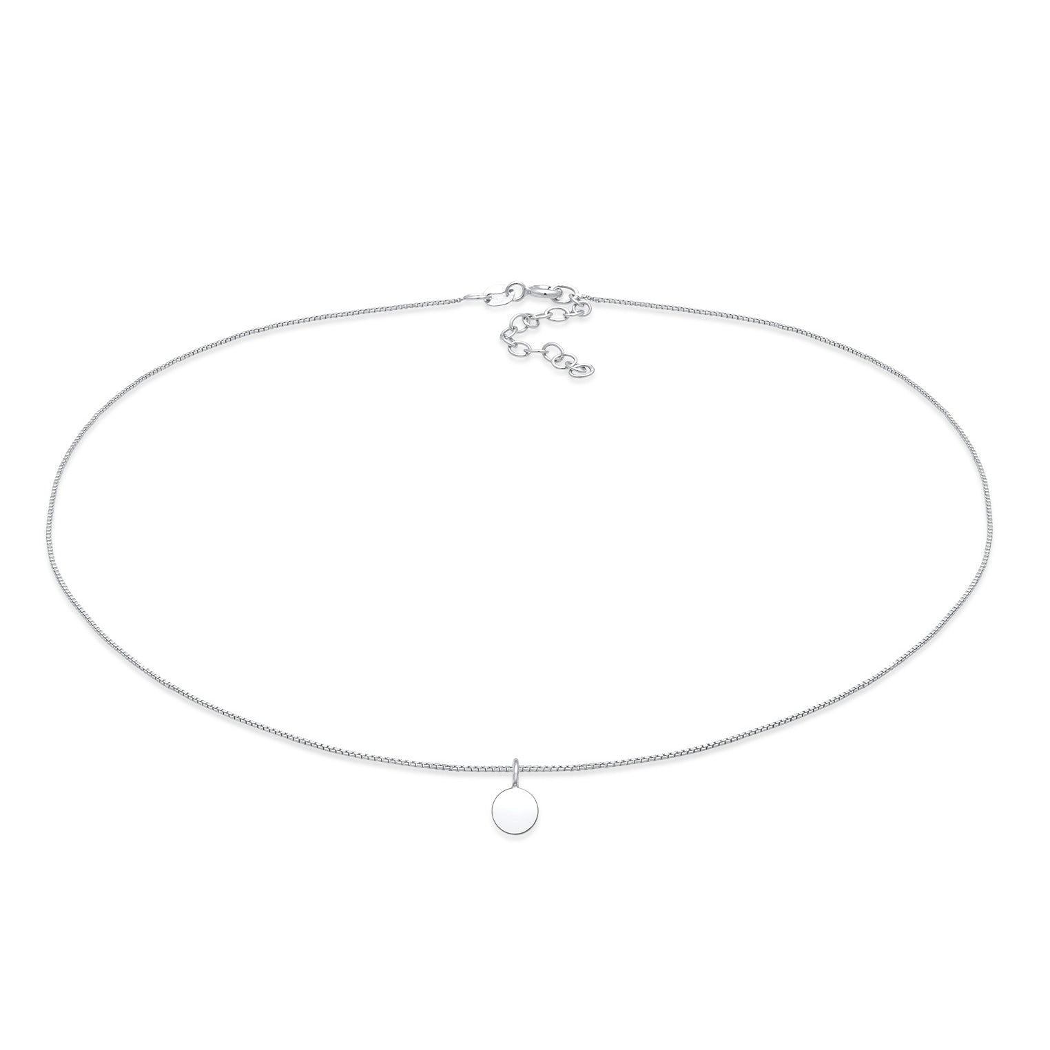 Silver Kalung Perhiasan Perak 925 Wanita Curb Chain Plate