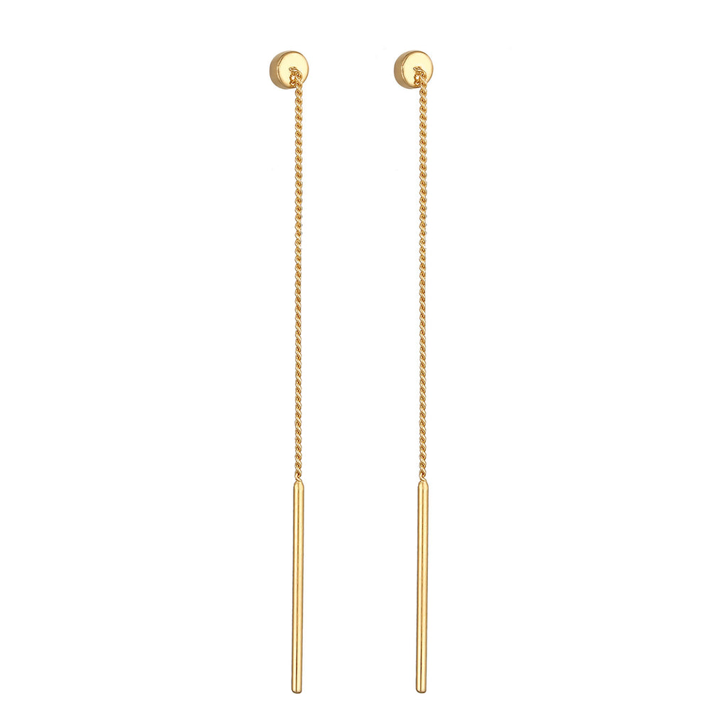 Gold Anting Perhiasan Perak 925 Wanita Ear Hanger Pull Through Crystal Gold Plated
