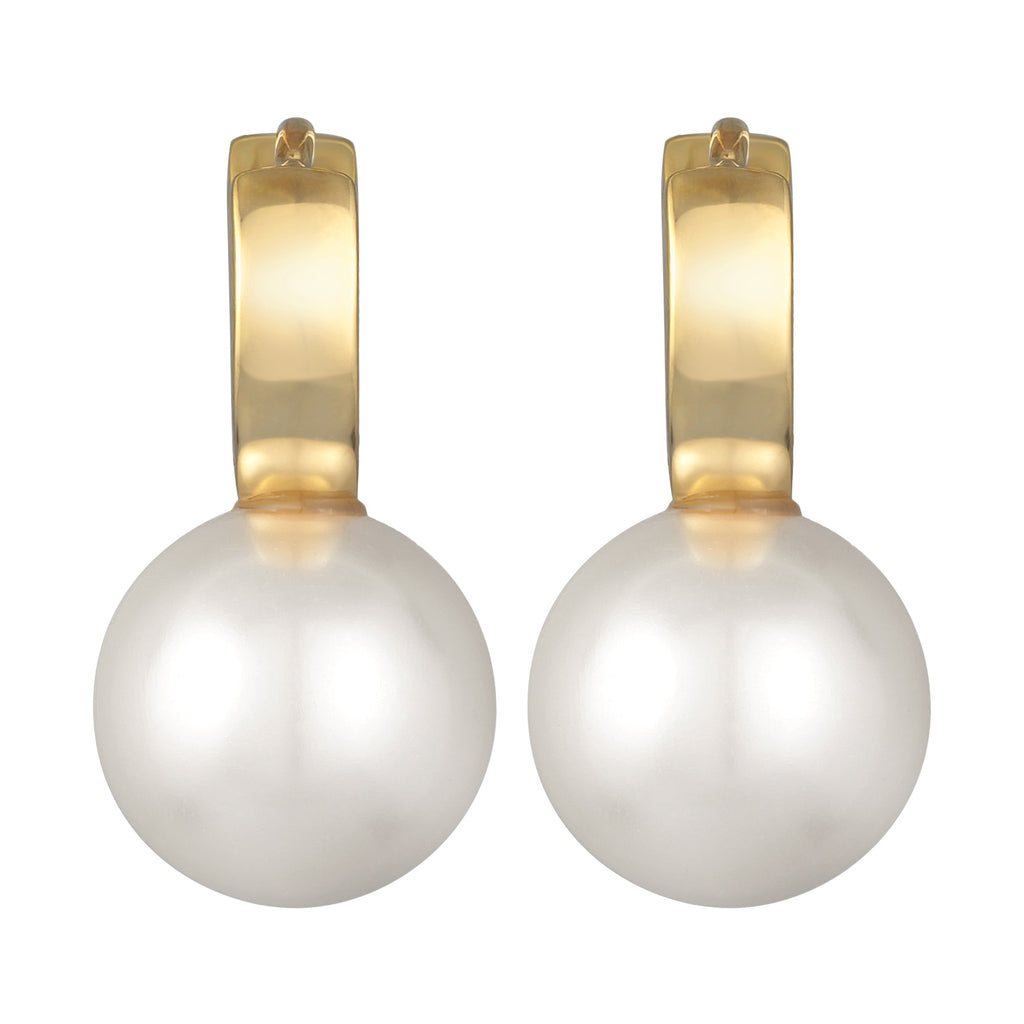 Gold Perhiasan Wanita Perak Asli - Silver Anting Creoles Elegant Glass Bead Gold Plated