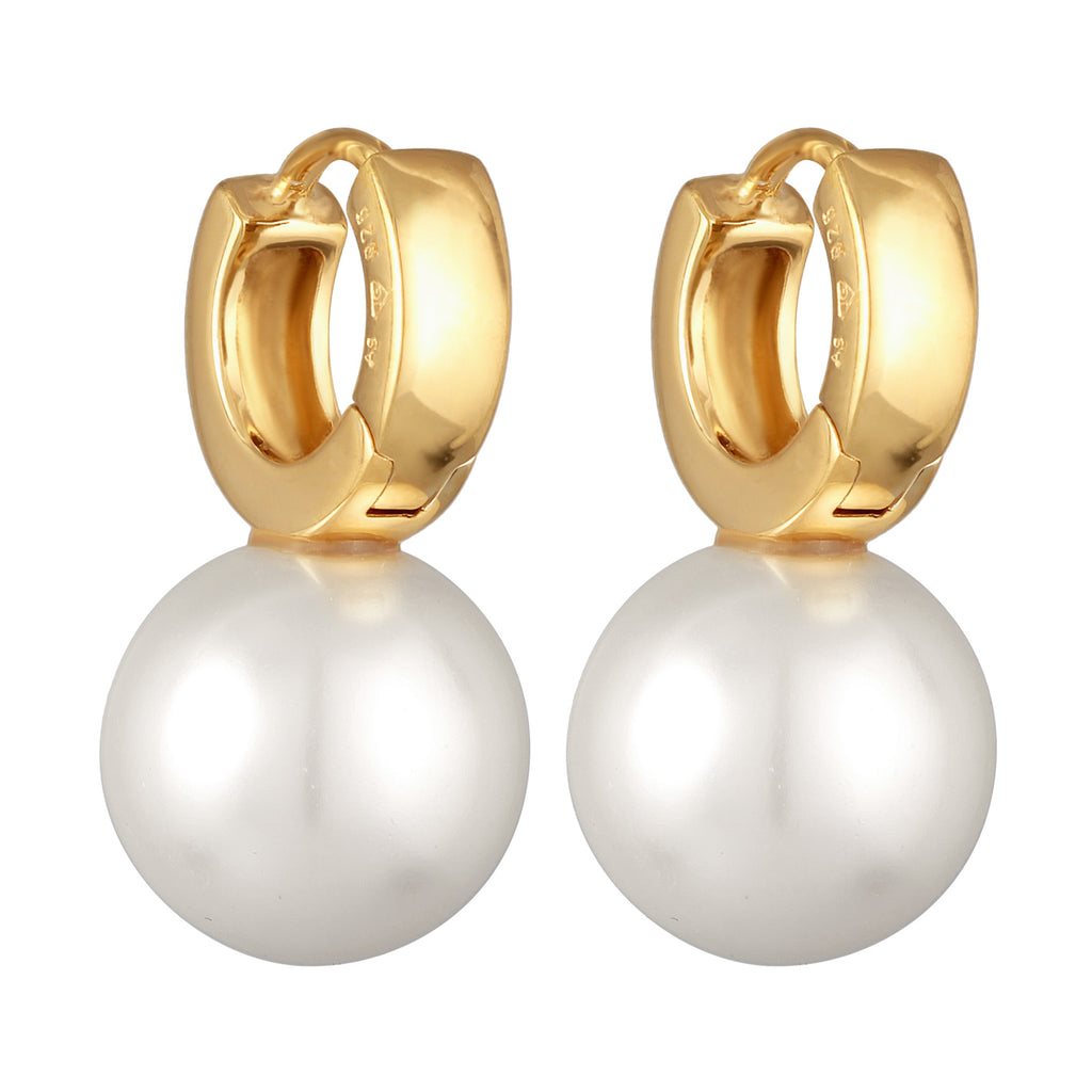 Gold Perhiasan Wanita Perak Asli - Silver Anting Creoles Elegant Glass Bead Gold Plated