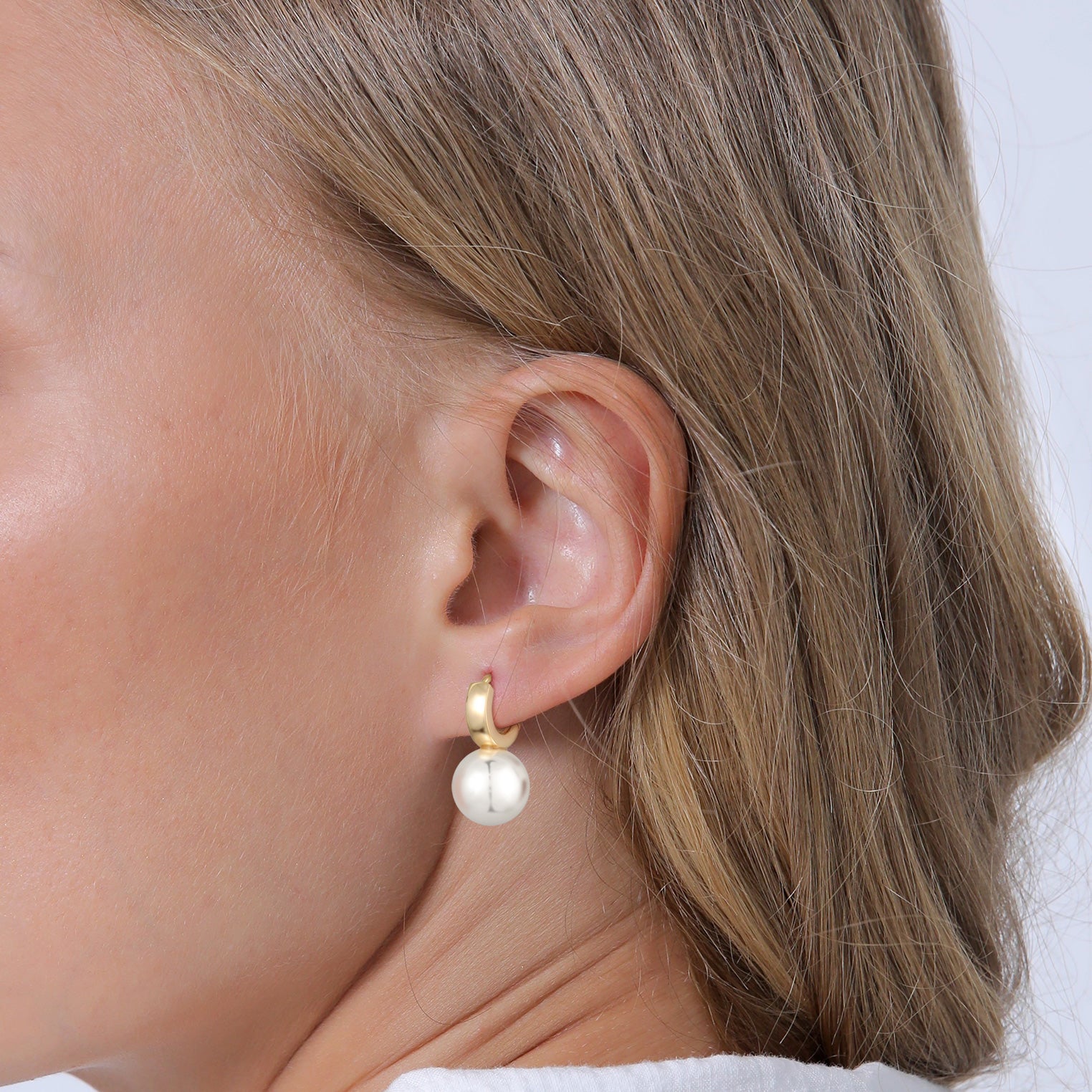 Gold Perhiasan Wanita Perak Asli - Silver Anting Creoles Elegant Glass Bead Gold Plated