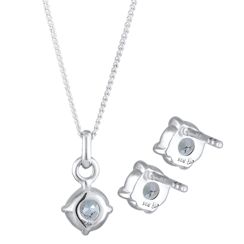 Silver Jewelry Set Solitaire Set Stud Topaz In 925 Sterling Silver