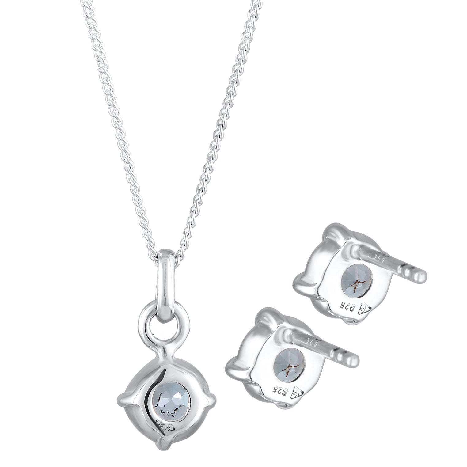 Silver Jewelry Set Solitaire Set Stud Topaz In 925 Sterling Silver