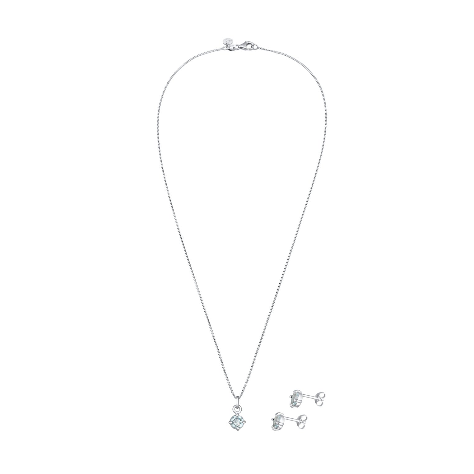 Silver Jewelry Set Solitaire Set Stud Topaz In 925 Sterling Silver