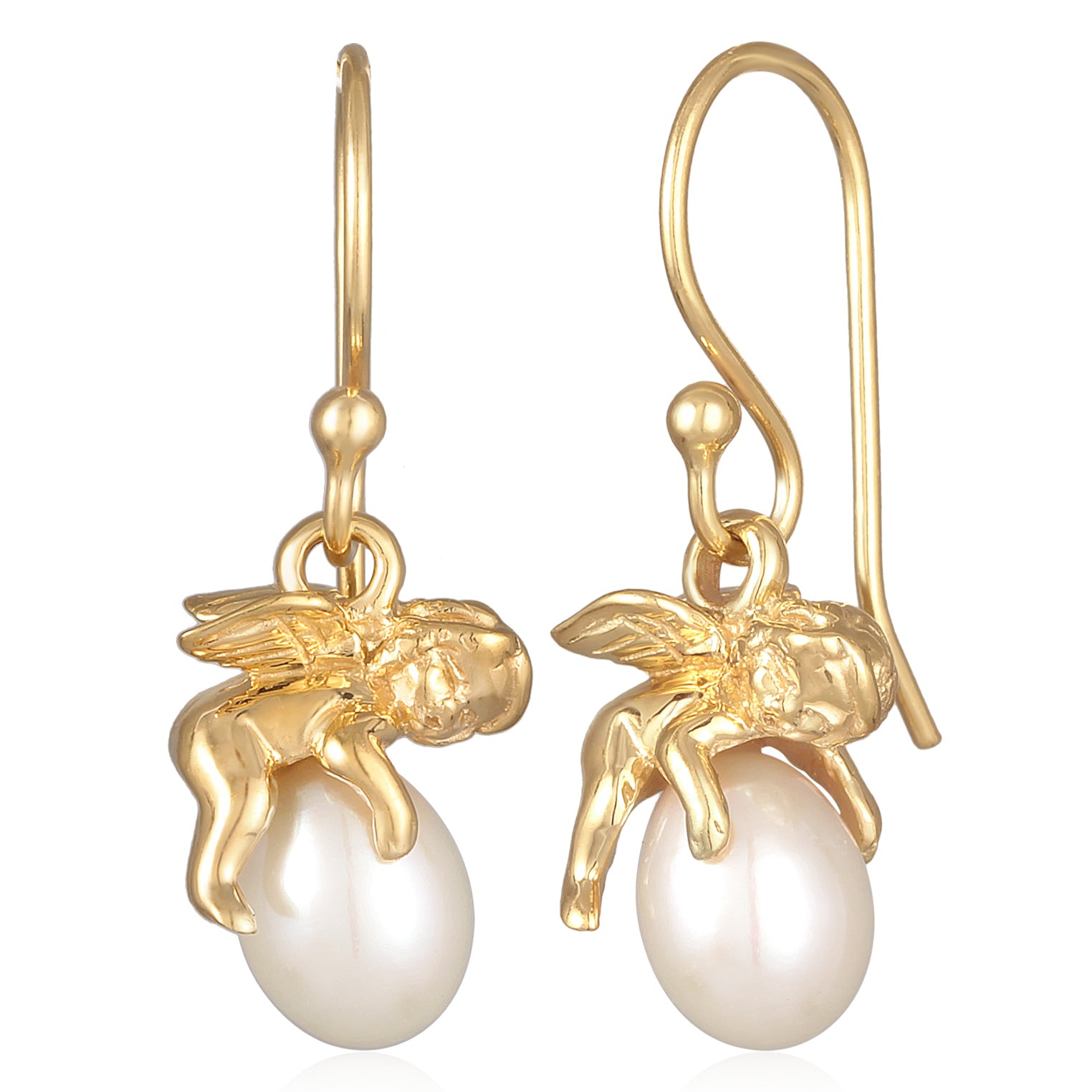 Anting perak 925 dengan liontin malaikat dan mutiara elegan Elli Jewelry