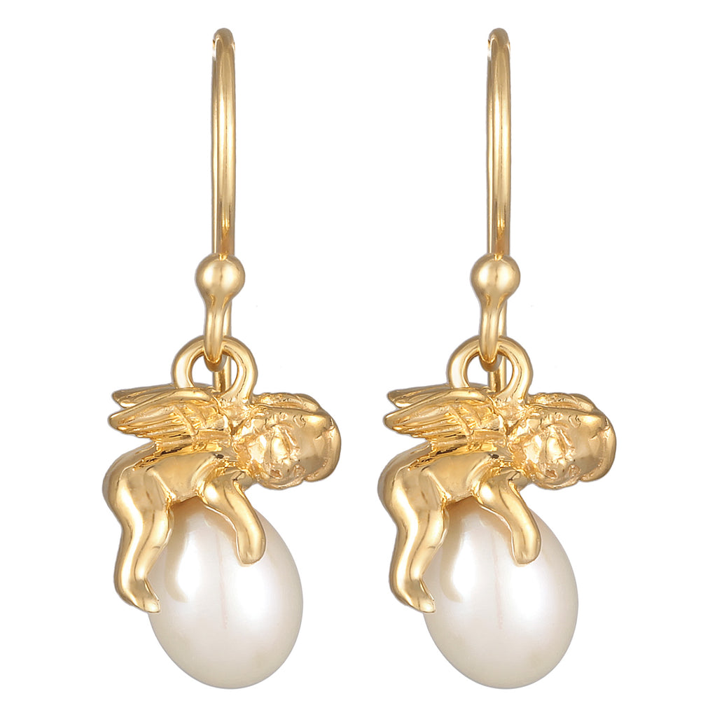 Anting perak 925 dengan liontin malaikat dan mutiara elegan Elli Jewelry