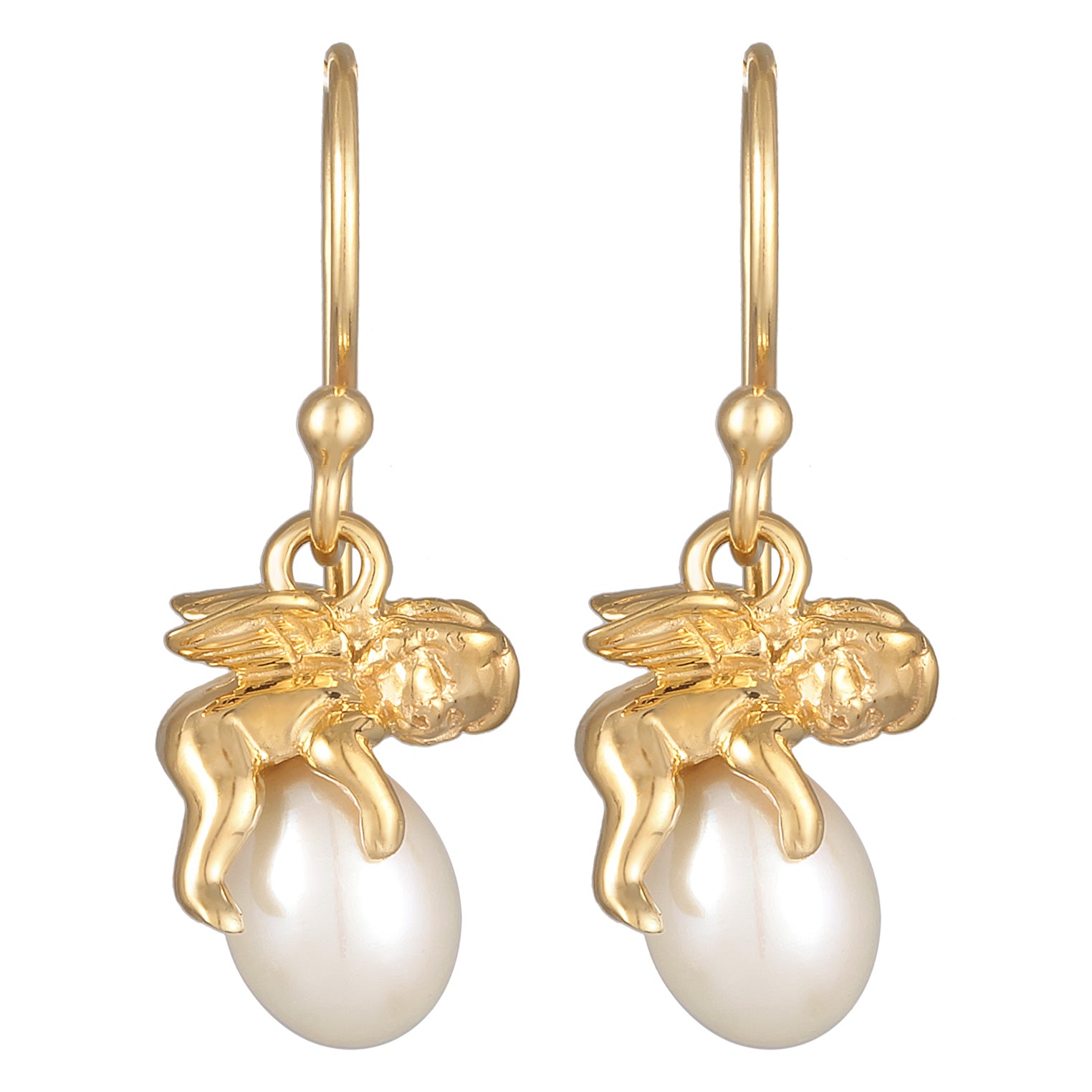 Anting perak 925 dengan liontin malaikat dan mutiara elegan Elli Jewelry