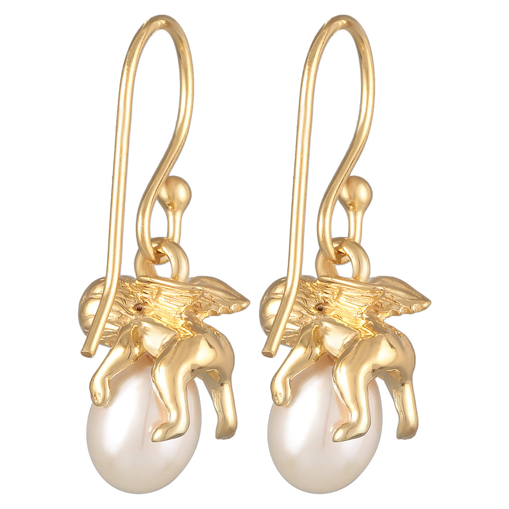 Gold Anting Perhiasan Perak 925 Wanita Angel Mutiara Gold Plated