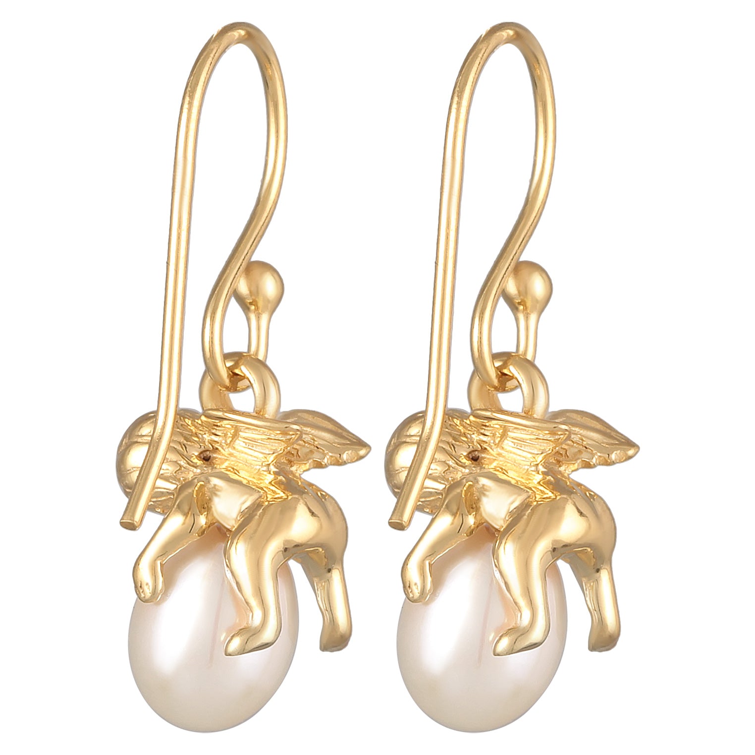 Gold Anting Perhiasan Perak 925 Wanita Angel Mutiara Gold Plated