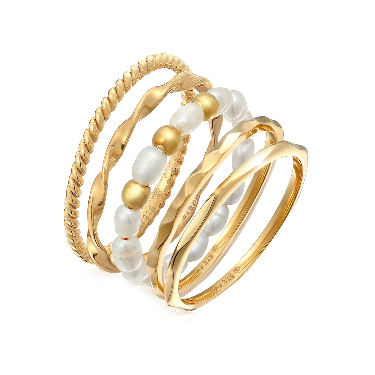 Everyday Stack Ring Set 925 Silver Gold Plated