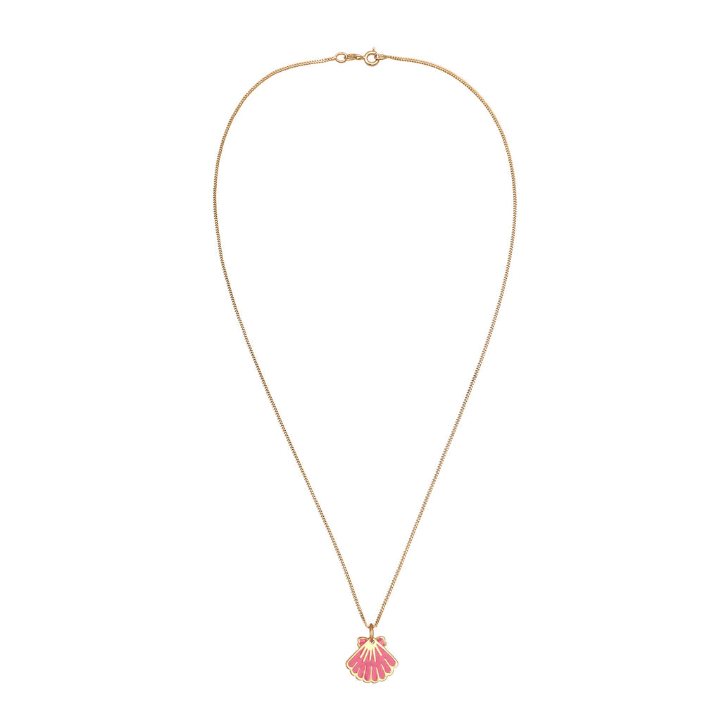 Pink Kalung Perhiasan Perak 925 Wanita Shell Pendant Sea Enamel Gold Plated