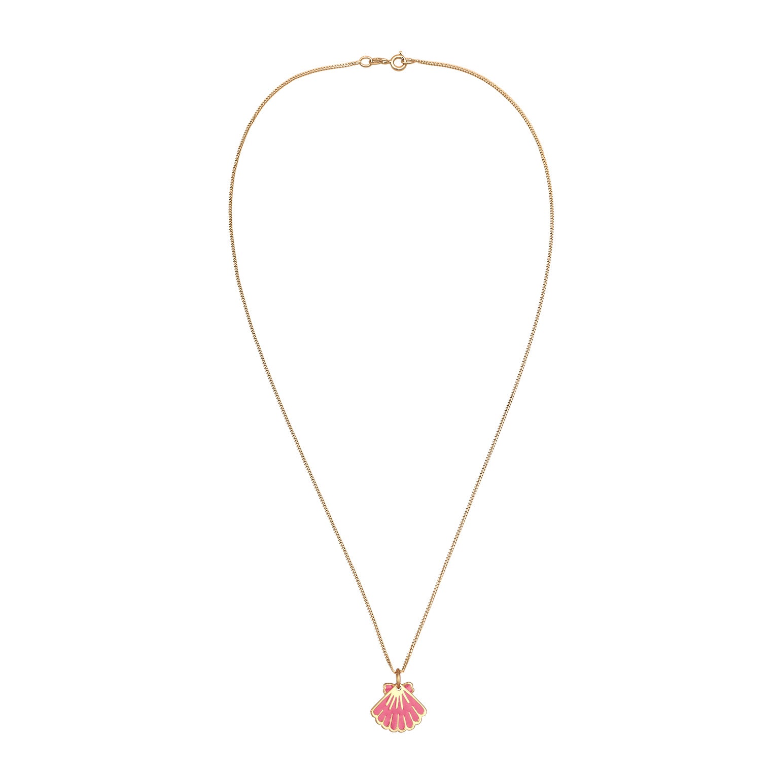 Pink Kalung Perhiasan Perak 925 Wanita Shell Pendant Sea Enamel Gold Plated