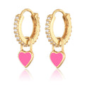 Anting perak 925 lapis emas dengan creole pink elegan Elli Jewelry