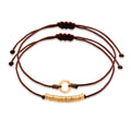 Brown Perhiasan Wanita Perak Asli - Silver Gelang 2 Beads Circle Nylon Gold Plated