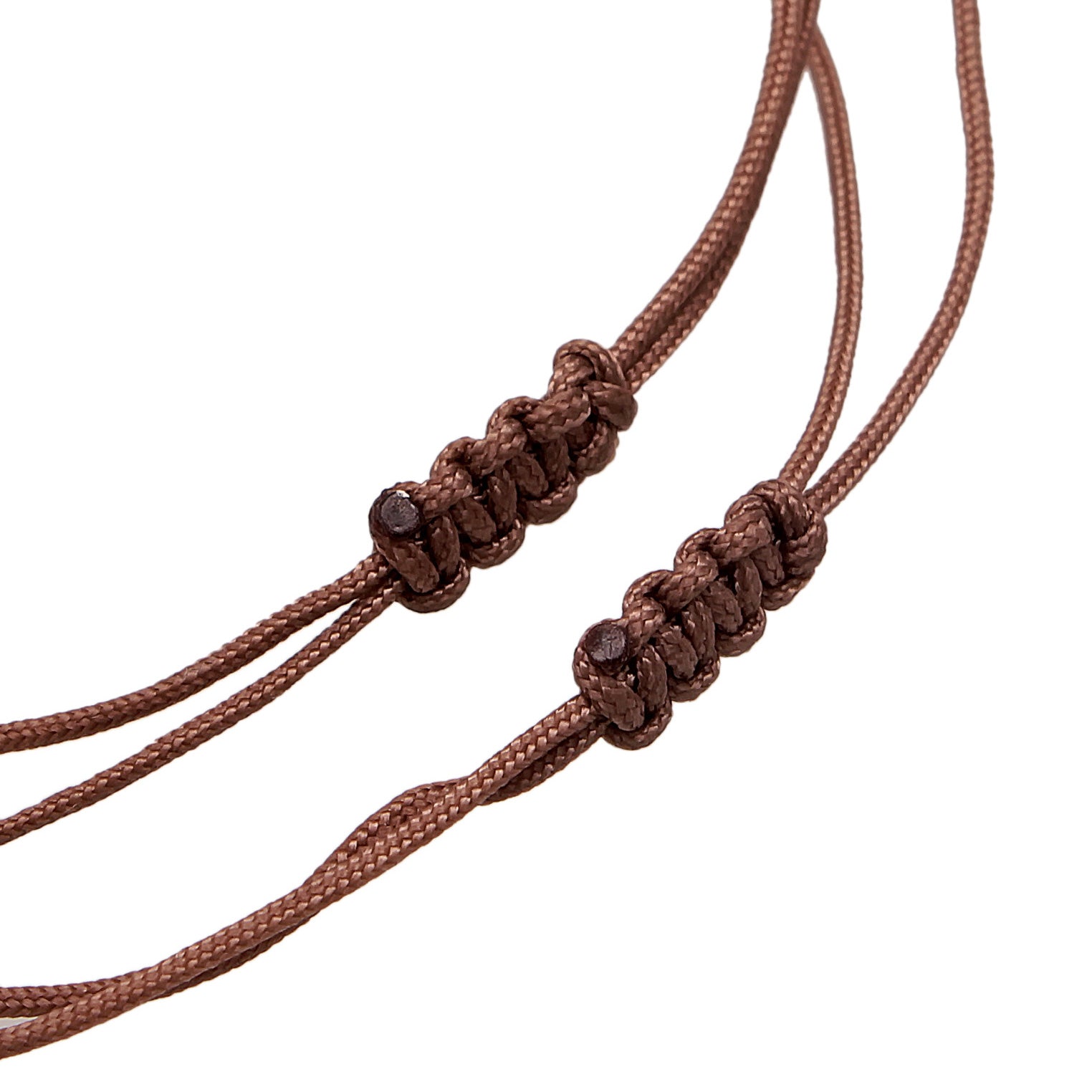 Brown Perhiasan Wanita Perak Asli - Silver Gelang 2 Beads Circle Nylon Gold Plated