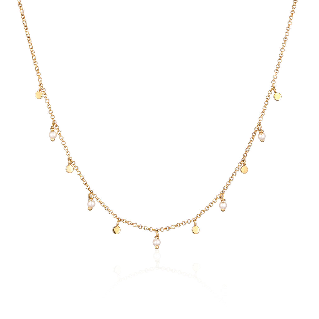 Kalung perak 925 lapis emas dengan plate pearls elegan Elli Jewelry