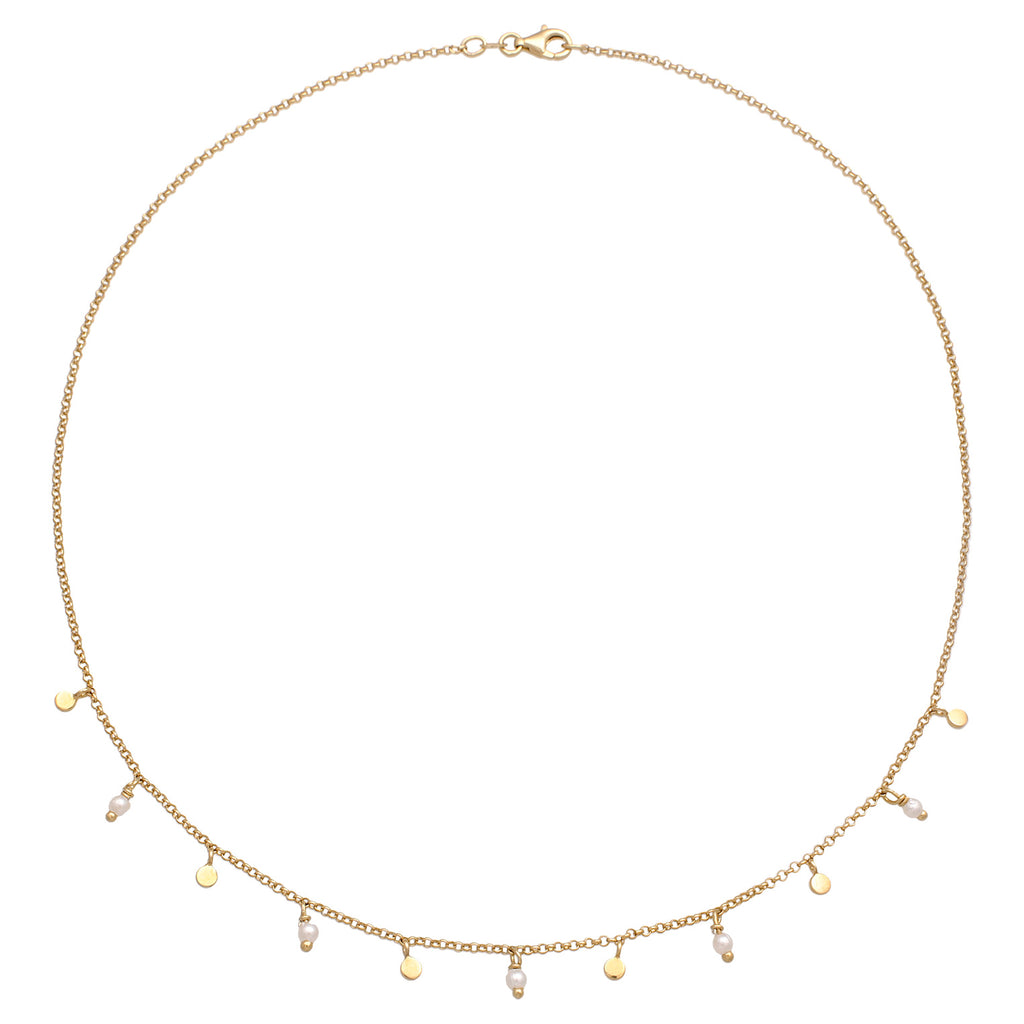 Kalung perak 925 lapis emas dengan plate pearls elegan Elli Jewelry