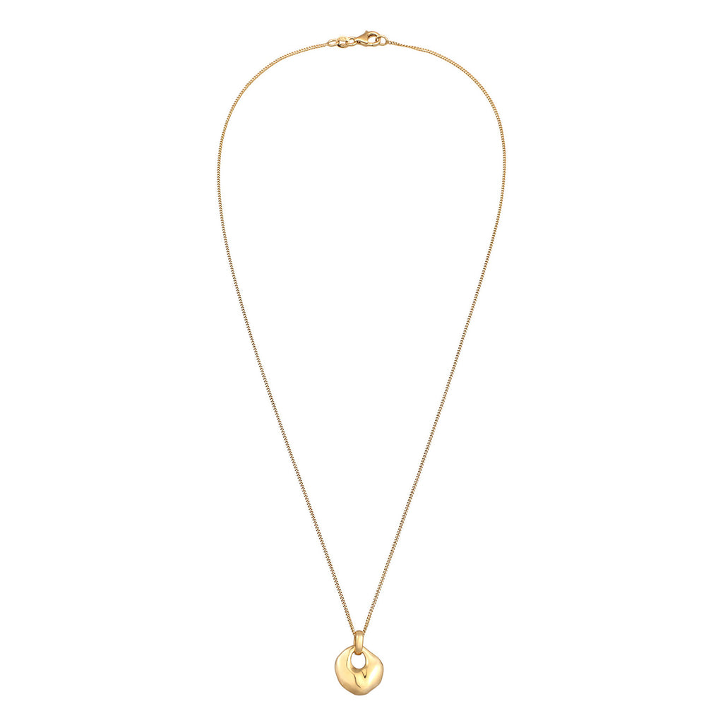 Kalung perak 925 lapis emas dengan liontin disc organic elegan Elli Jewelry