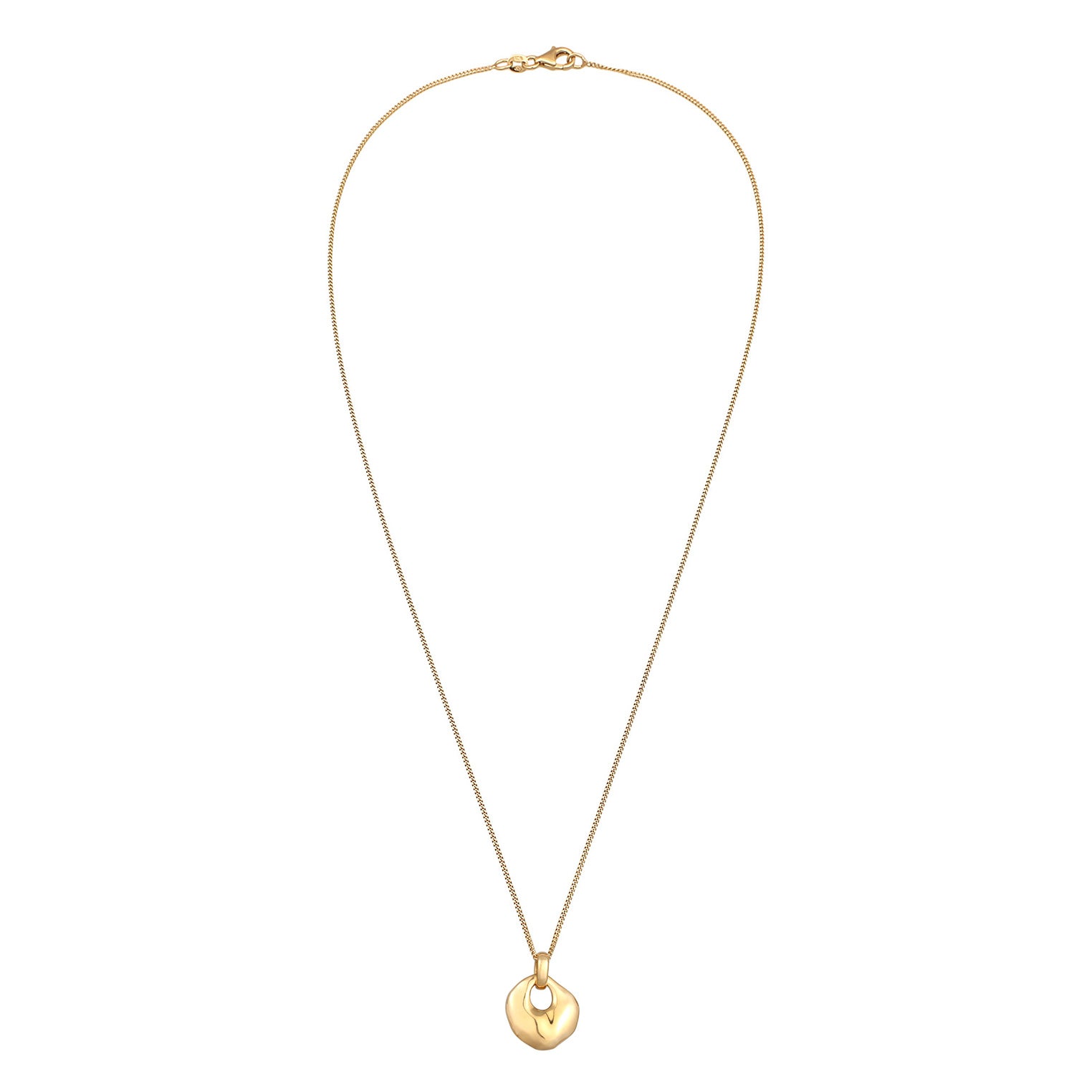 Kalung perak 925 lapis emas dengan liontin disc organic elegan Elli Jewelry