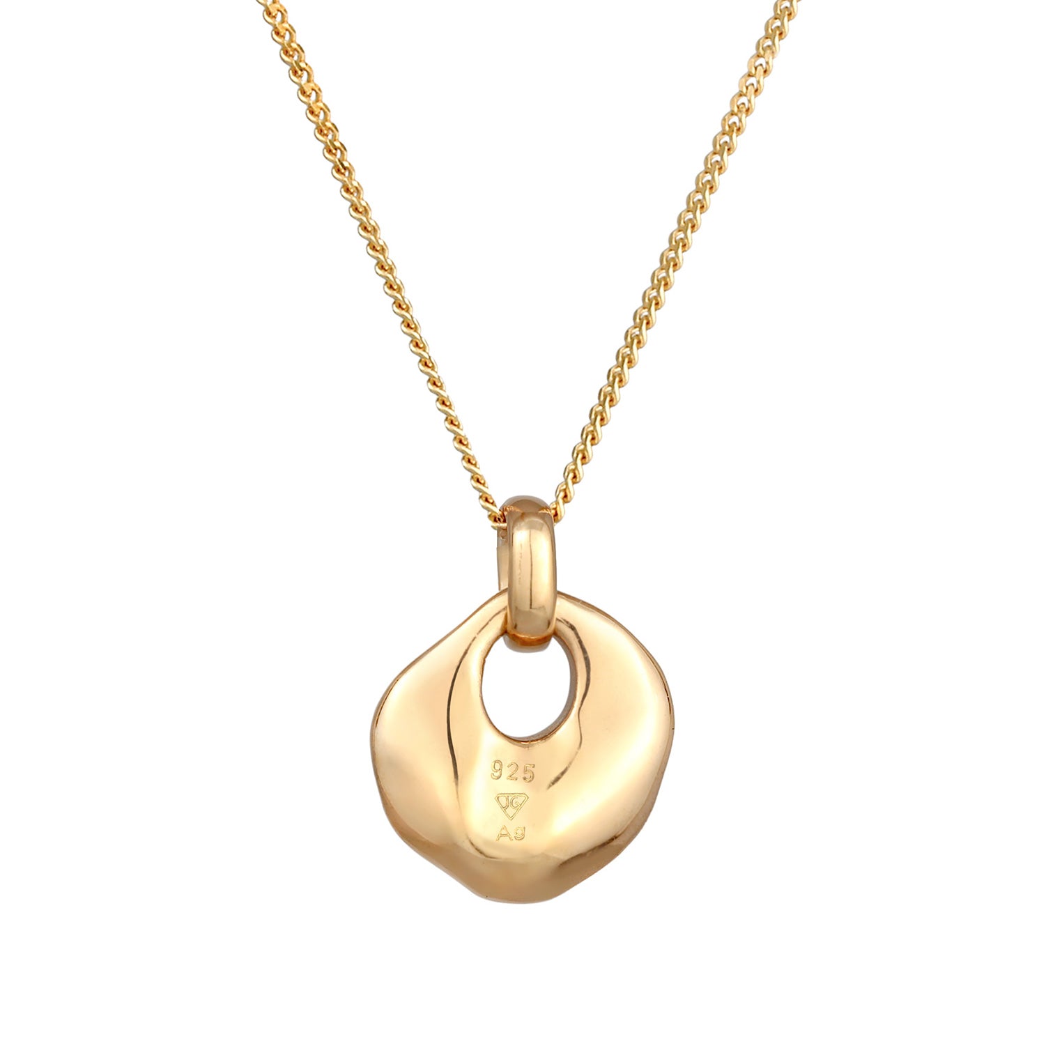 Gold Kalung Perhiasan Perak 925 Wanita Disc Pendant Organic Design Gold Plated