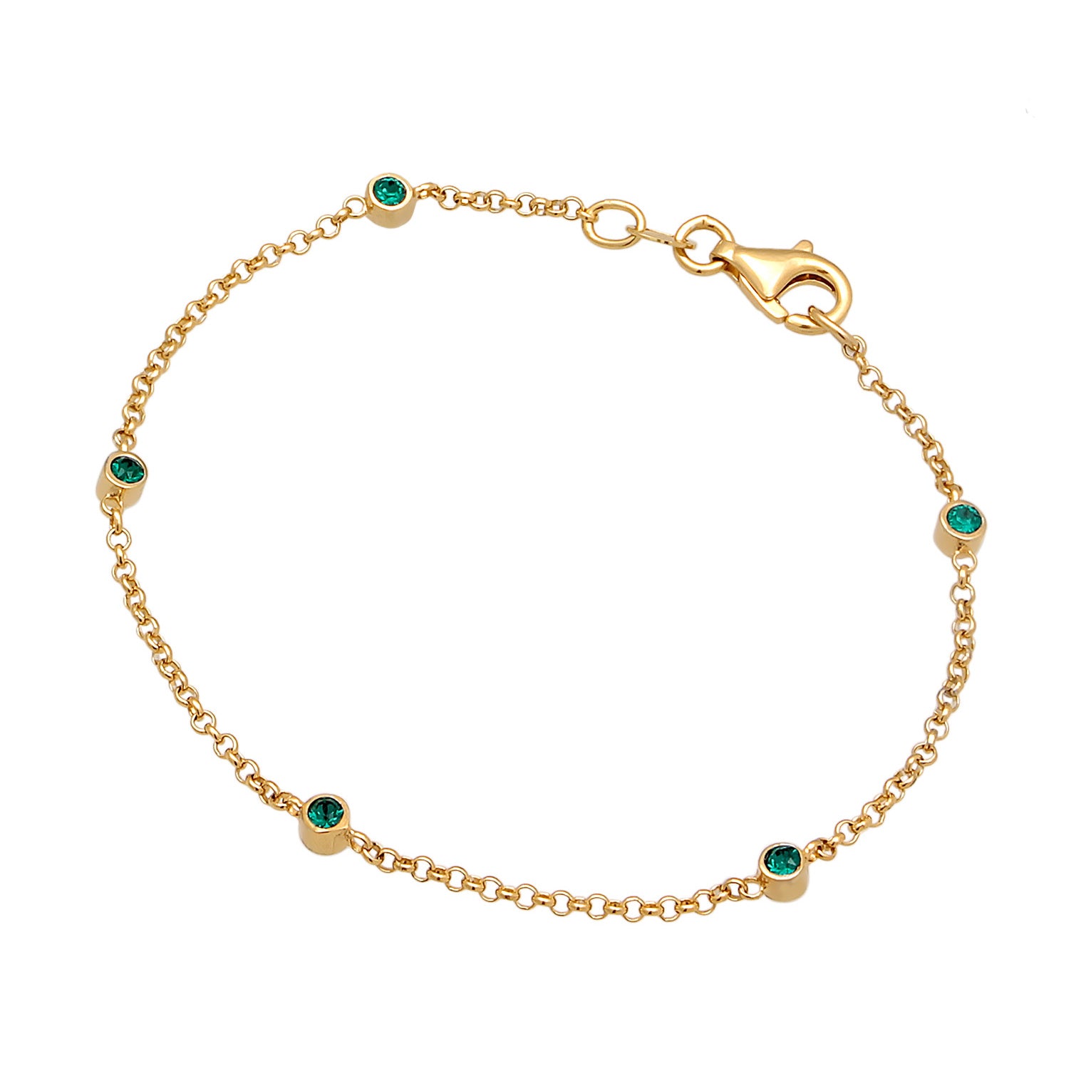 Green Perhiasan Wanita Perak Asli - Silver Gelang Basic Filigree Combinable Crystals Green Gold Plated
