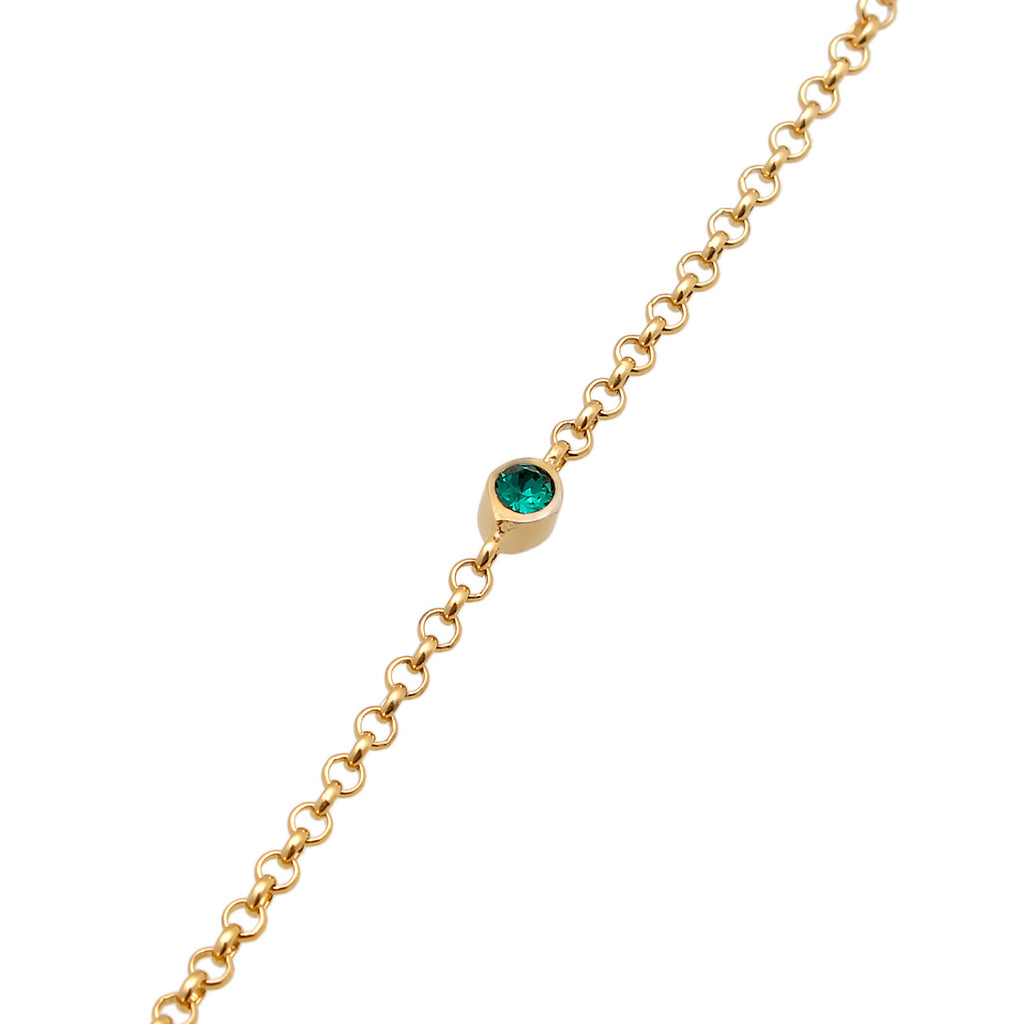 Green Perhiasan Wanita Perak Asli - Silver Gelang Basic Filigree Combinable Crystals Green Gold Plated