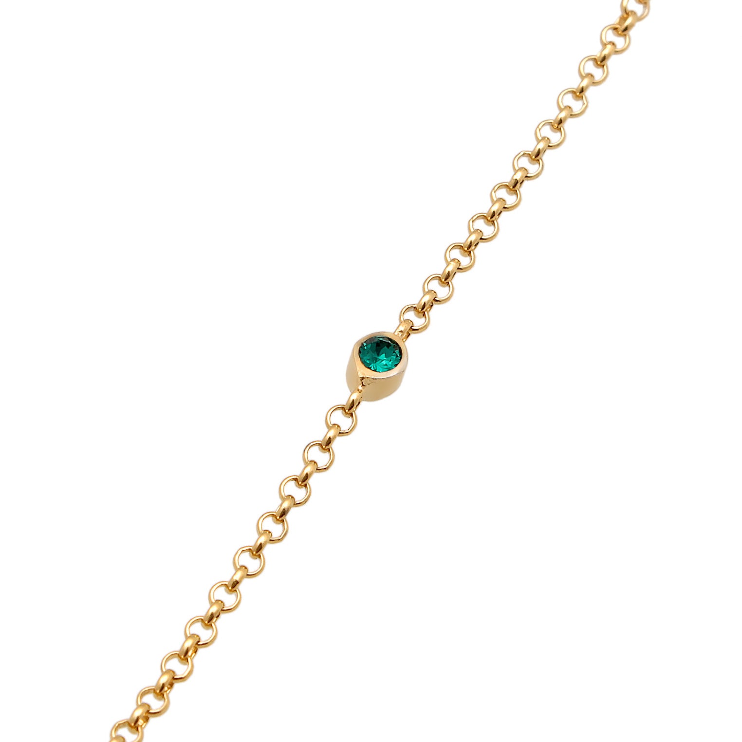 Green Perhiasan Wanita Perak Asli - Silver Gelang Basic Filigree Combinable Crystals Green Gold Plated