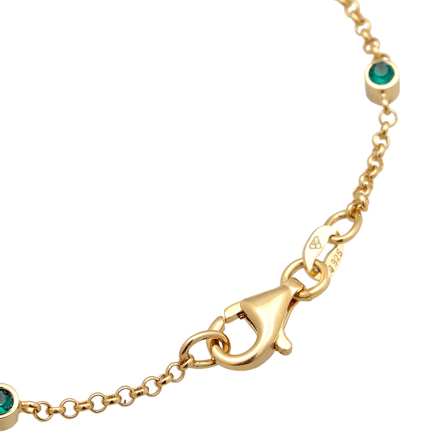 Green Perhiasan Wanita Perak Asli - Silver Gelang Basic Filigree Combinable Crystals Green Gold Plated